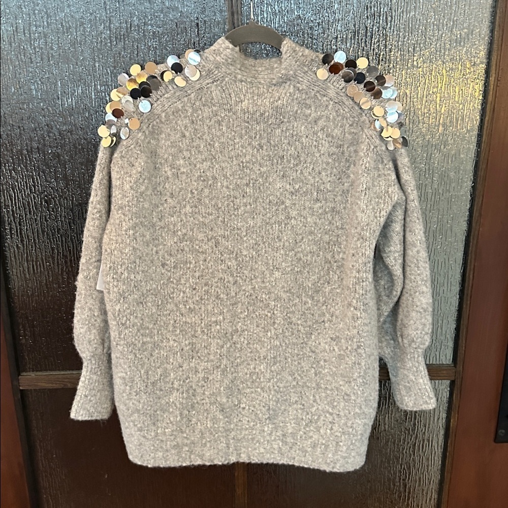Eleven Six
Cora Sequined Shoulder Cardigan gray front pocket size M/L. NWT. - Picture 10 of 12
